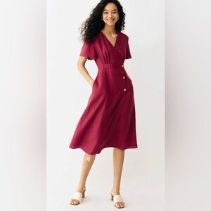 GRAE GROVE  Elegant Red Button-Down Dress